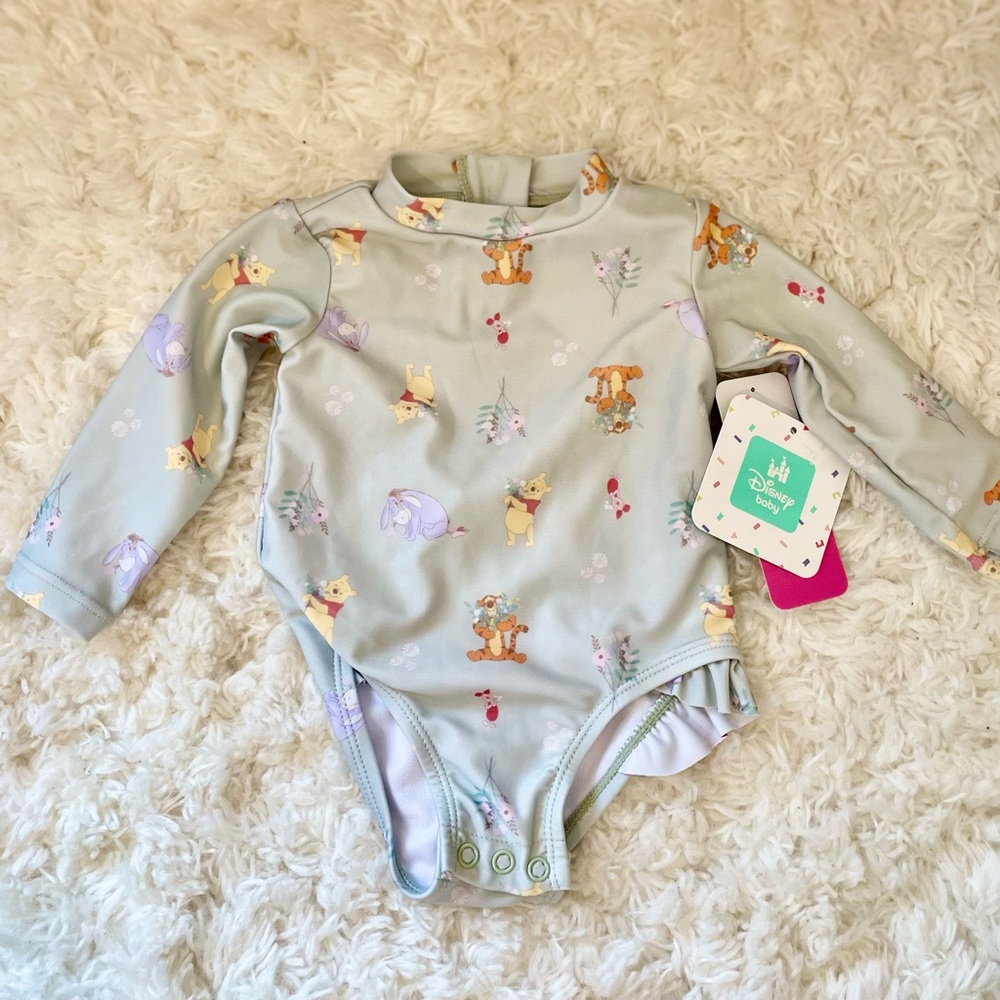 Baby Girls' Disney Winnie‎ The Pooh One Piece Swimsuit - Light Green 3M
